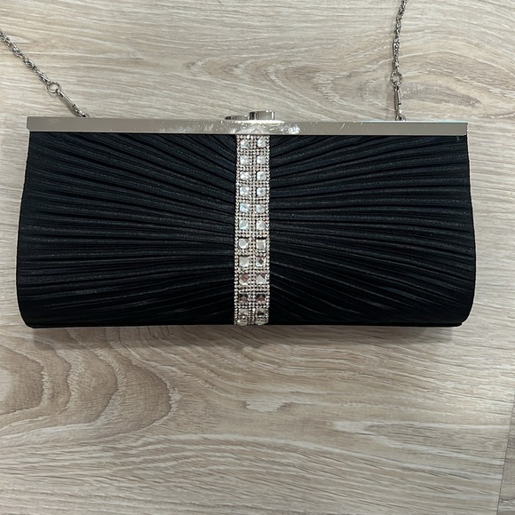 Elegant Black Clutch with Silver Accents - Picture 2 of 5